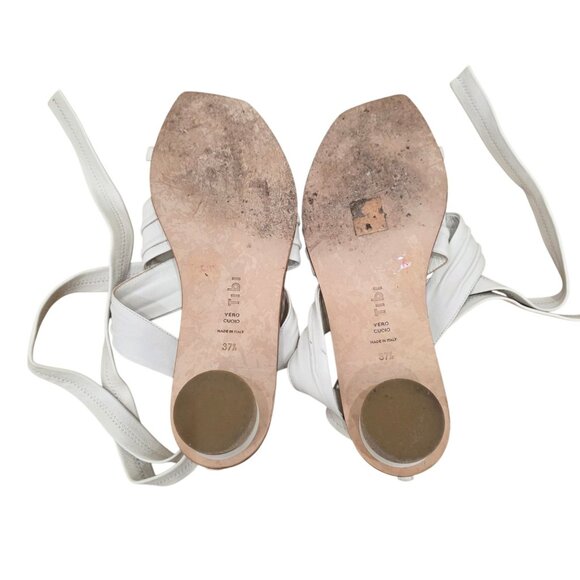 Tibi Miles Ivory Leather Ankle Wrap Sandals 37.5 7.5 - Picture 6 of 6